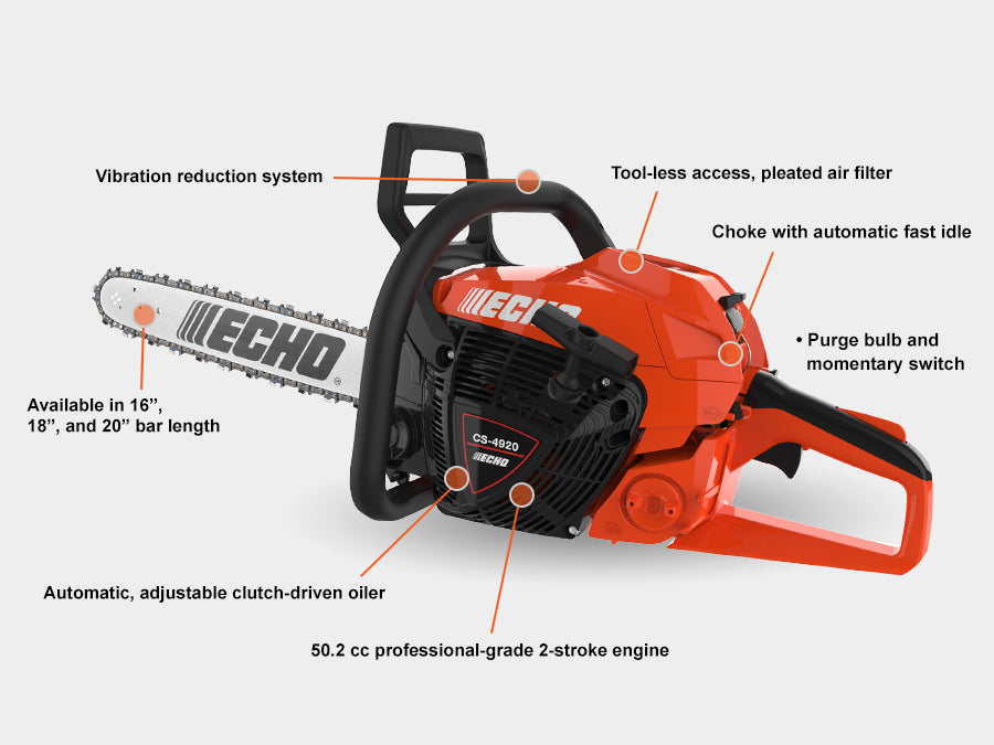 Echo CS4920 Chainsaw — 50.2cc, 16" Bar | CLEARANCE